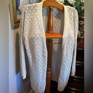 Moon & Madison Cream Open-Knit Women’s Cardigan Sweater Sz L